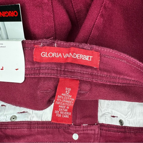 Gloria Vanderbilt Original Stretch Classic Fit Deep Currant Red Jeans 12 NWT - Picture 10 of 12